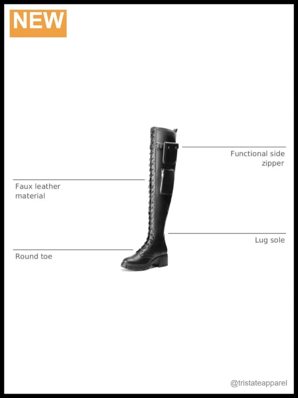 Over-the-Knee Boots for Women - Faux Leather Chunky Heel Boots with Side Zipper
